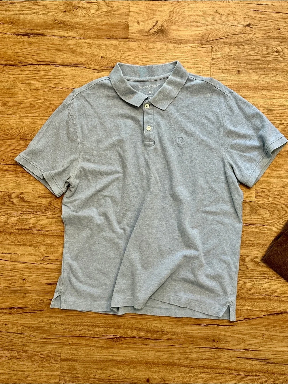 Banana Republic Men's Pique Polo Shirts - Light Blue and Brown